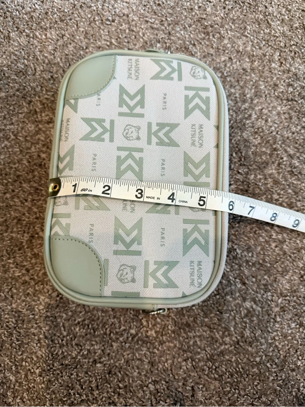 MAISON KITSUNE Green Logo Print Cosmetic Pouch with toiletries